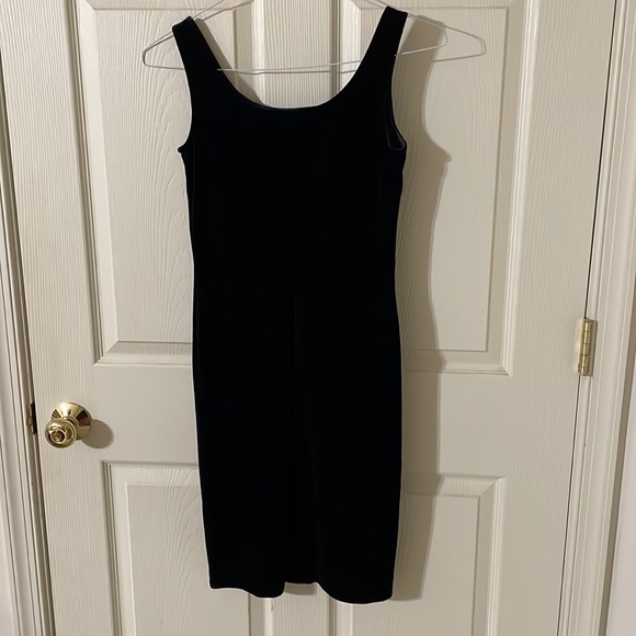 Alex Dark Navy Blue velvet dress with short matching jacket with beads size 4P - Picture 5 of 12